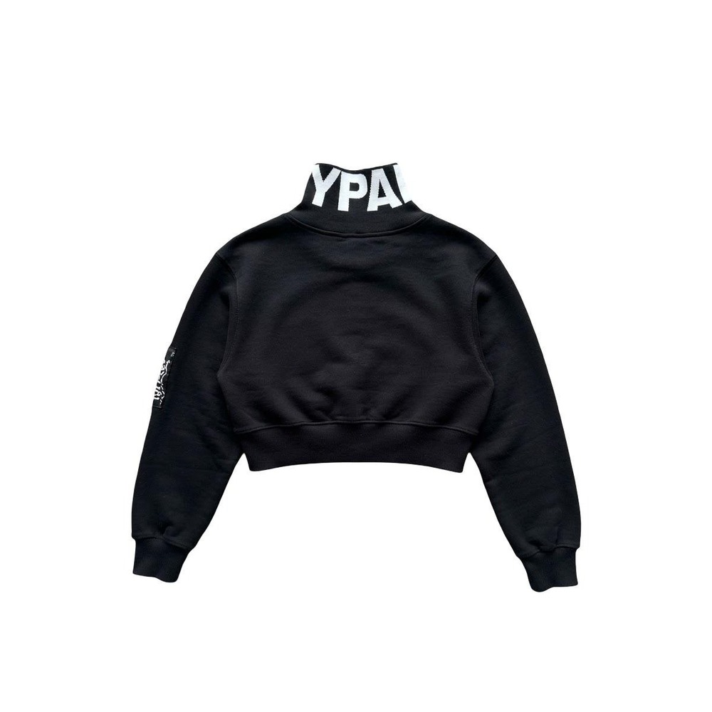 Beyoncé Vtg. IVY PARK Cropped Quarter Zip Sweatshirt Funnel Neck Black Size S